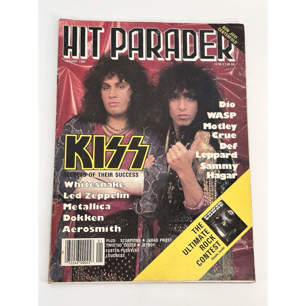 Vintage Rock Magazine Hit Parader 1988 KISS Dio WASP Motley Crue Led Zeppelin